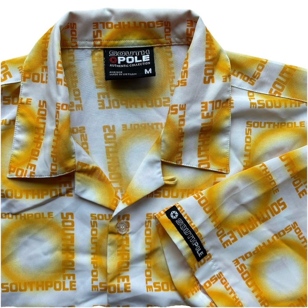 VTG Southpole Shirt Mens M Yellow Short Sleeve Graphic Print Hip Hop Baggy Y2K‎